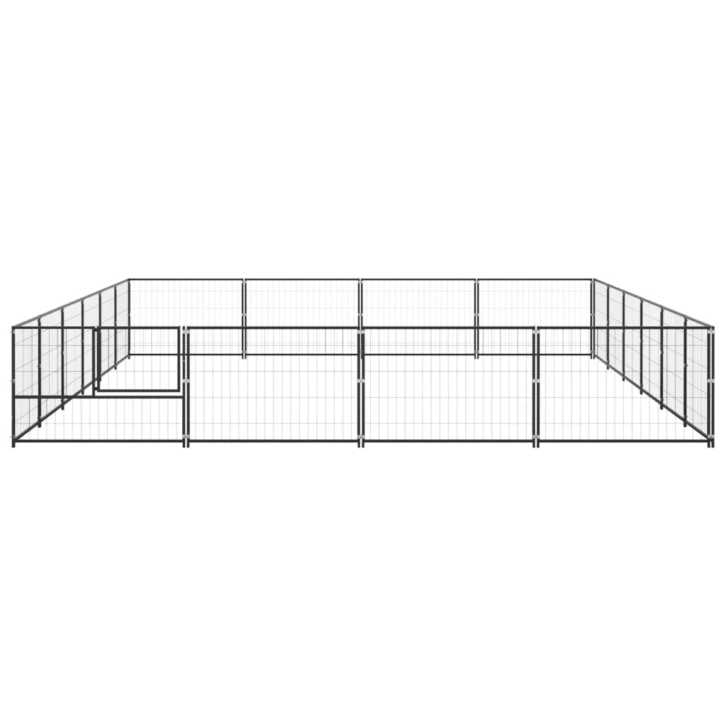 Dog Kennel Black 24 m² Steel
