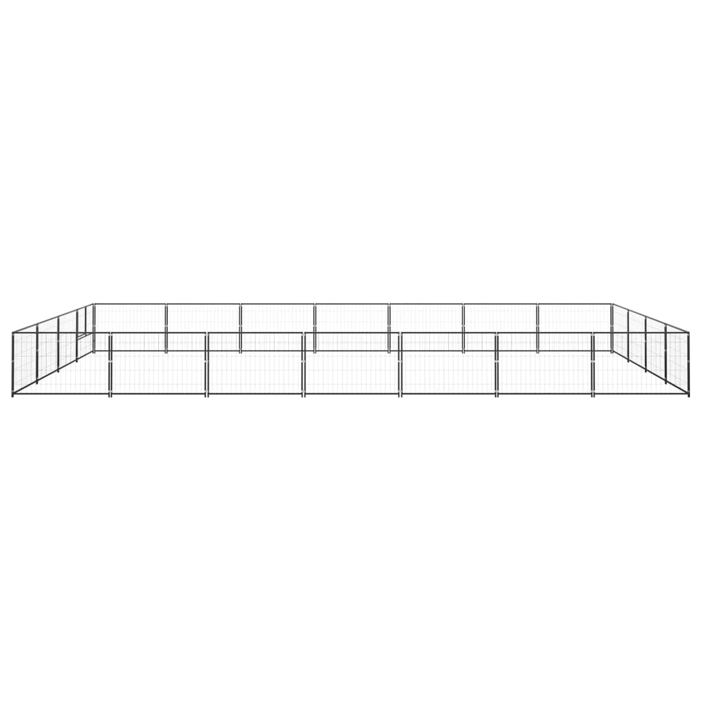 Dog Kennel Black 28 m² Steel