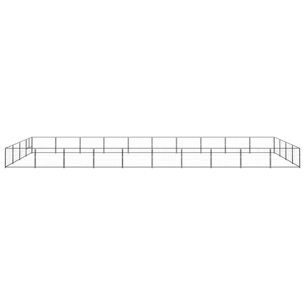 Dog Kennel Black 40 m² Steel