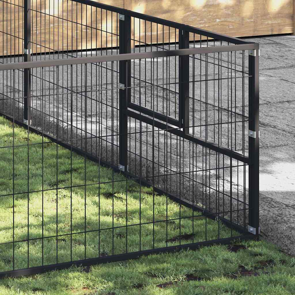 Dog Kennel Black 40 m² Steel