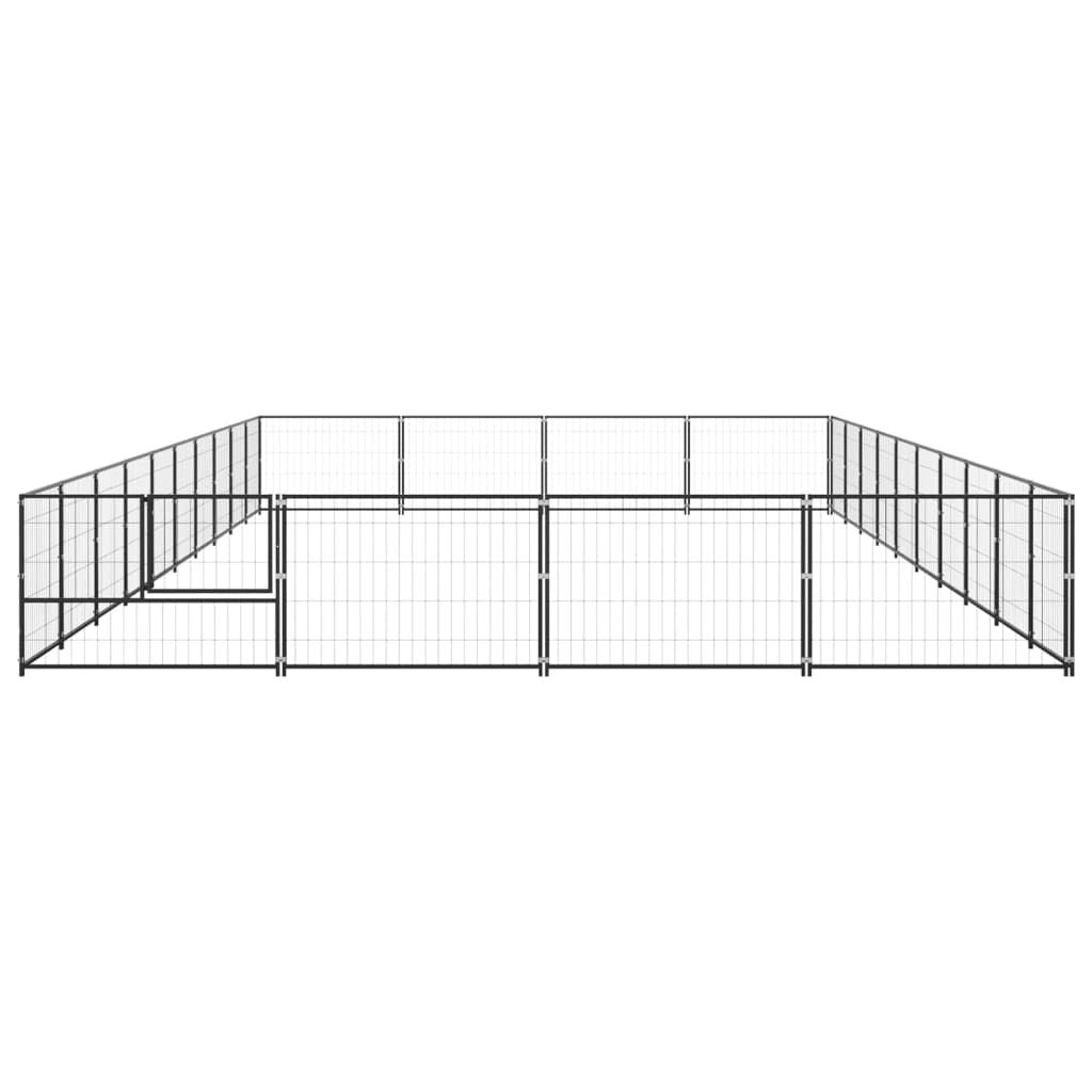 Dog Kennel Black 40 m² Steel
