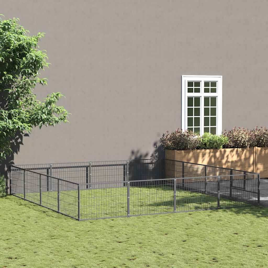 Dog Kennel Silver 16 m² Steel