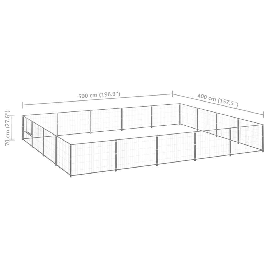 Dog Kennel Silver 20 m² Steel