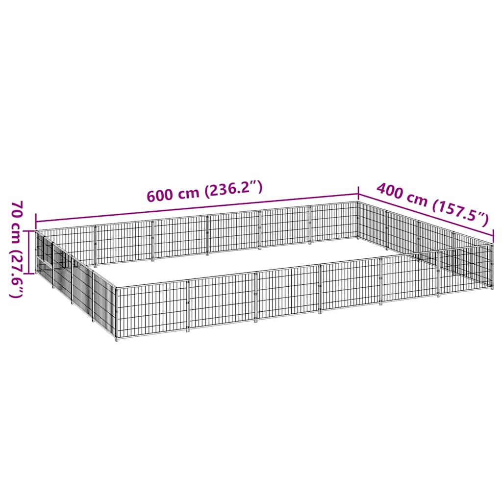 Dog Kennel Silver 24 m² Steel