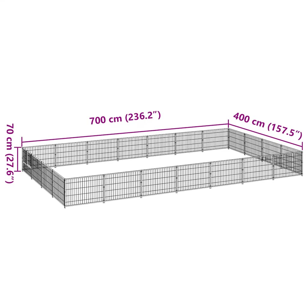 Dog Kennel Silver 28 m² Steel
