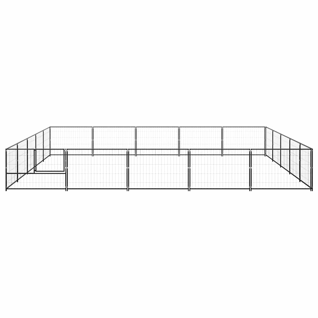 Dog Kennel Black 25 m² Steel
