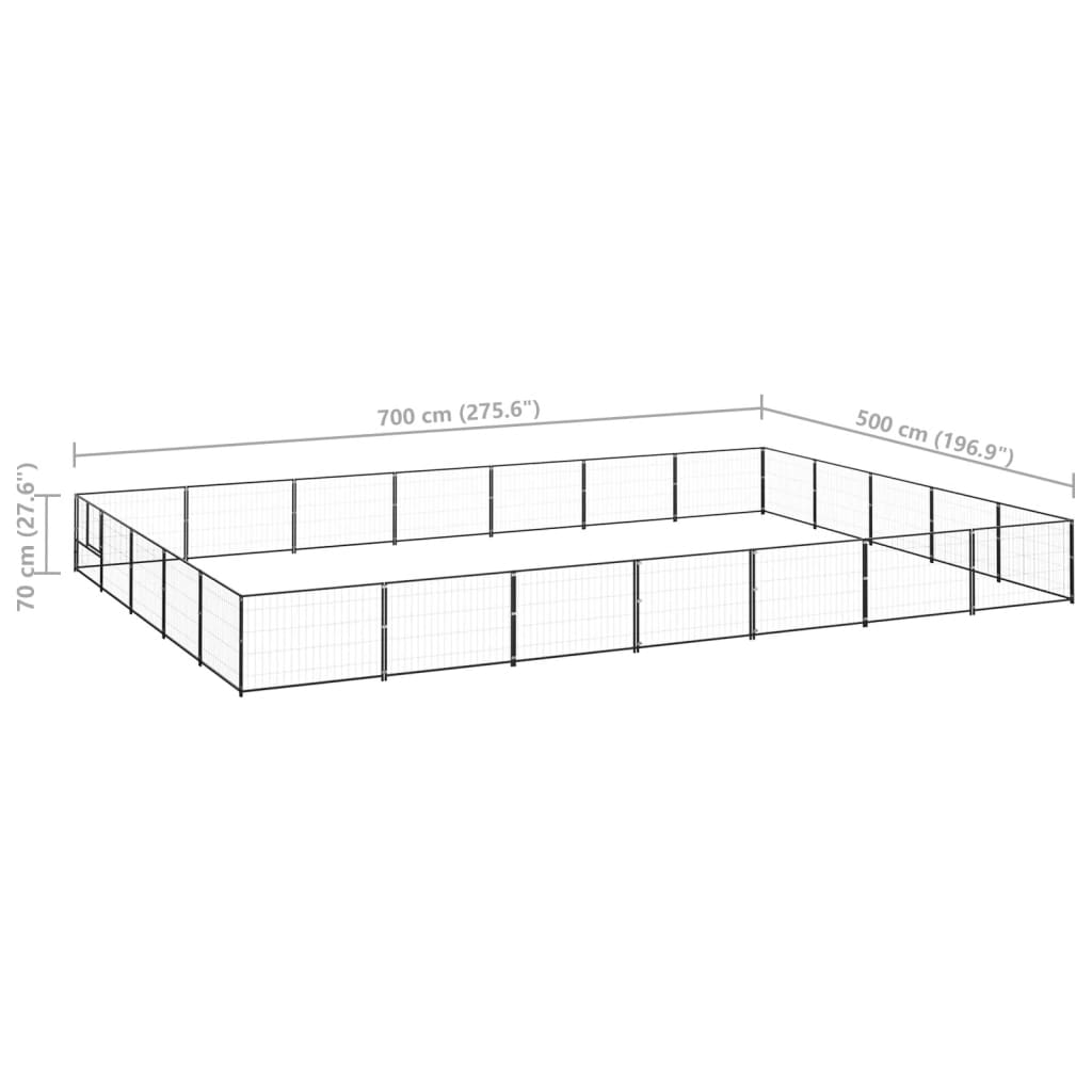 Dog Kennel Black 35 m² Steel