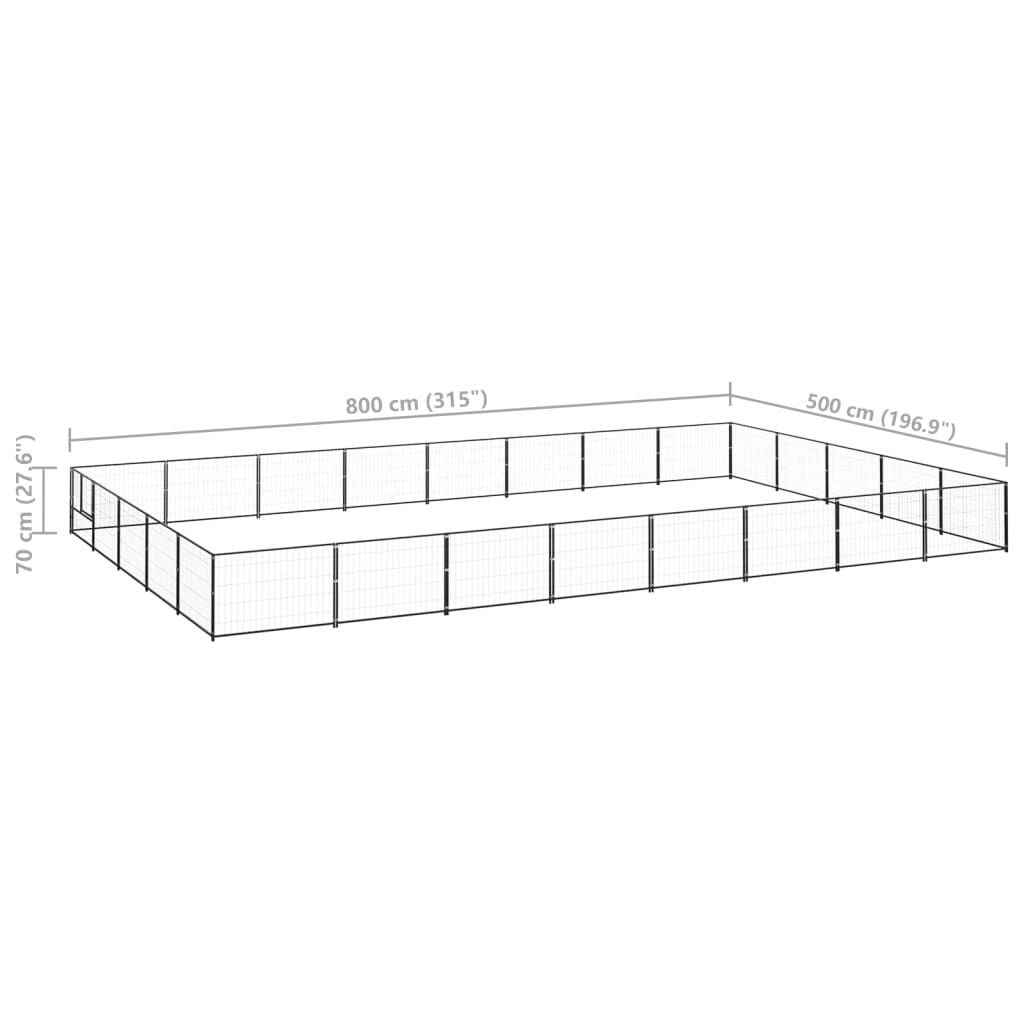 Dog Kennel Black 40 m² Steel