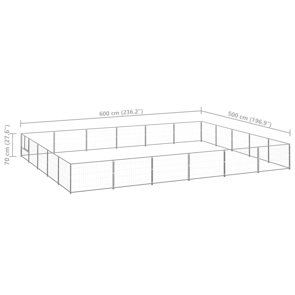 Dog Kennel Silver 30 m² Steel