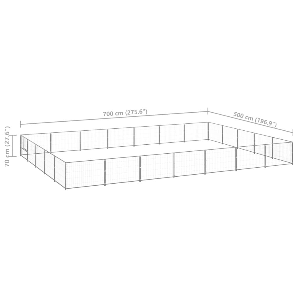 Dog Kennel Silver 35 m² Steel