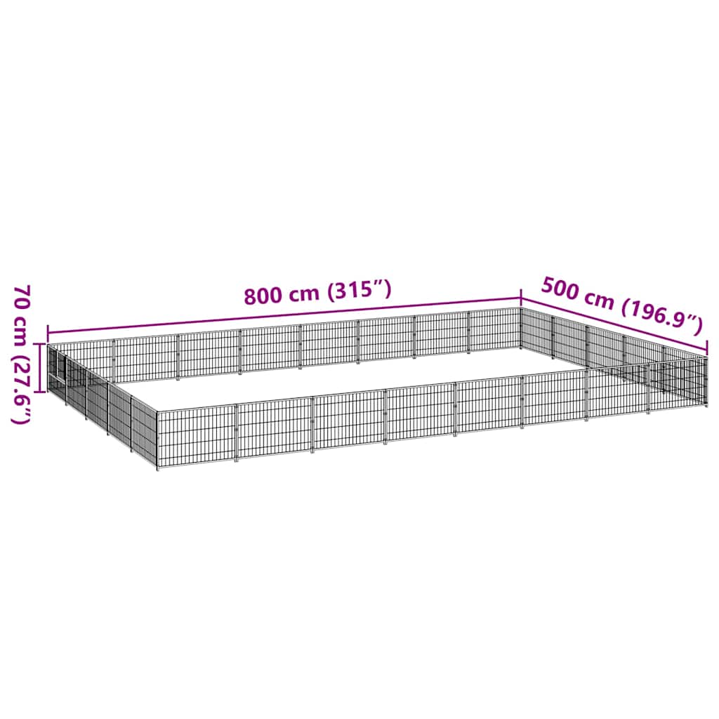 Dog Kennel Silver 40 m² Steel