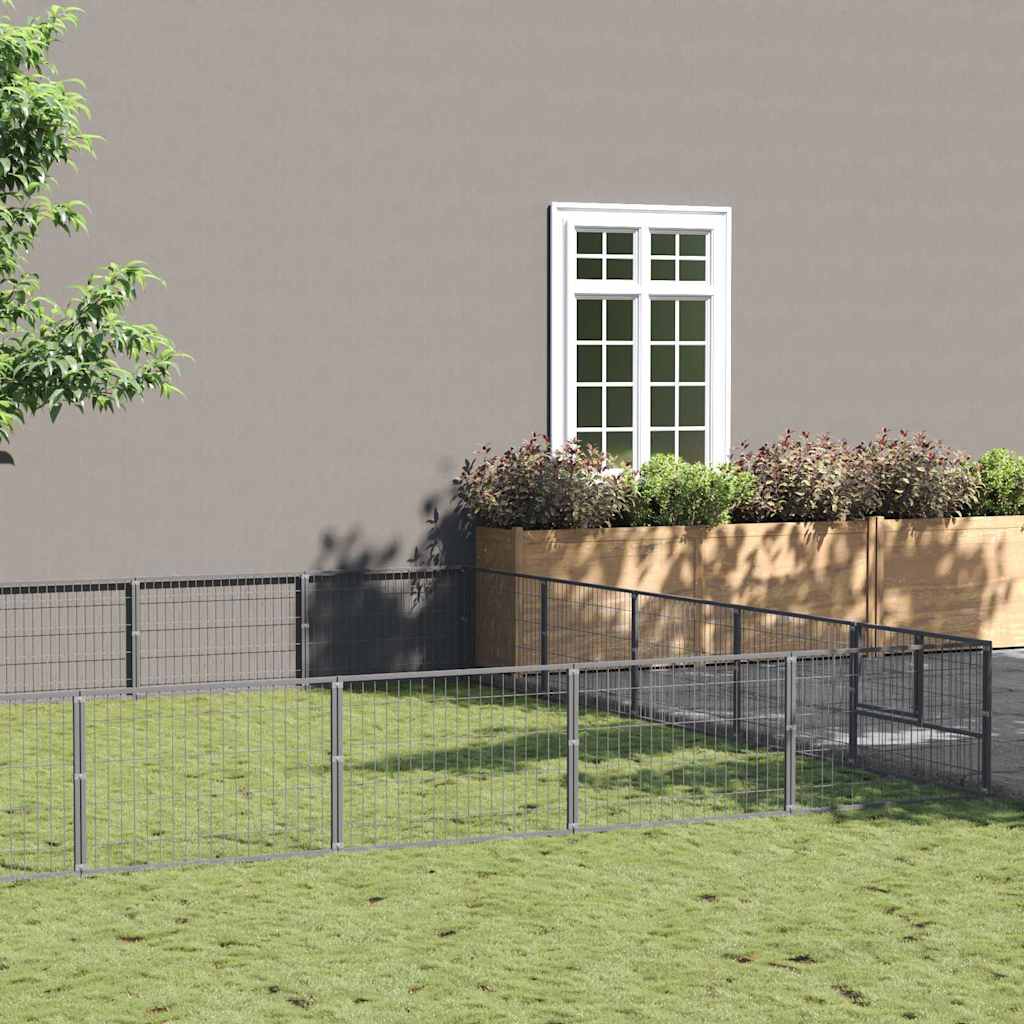 Dog Kennel Silver 40 m² Steel