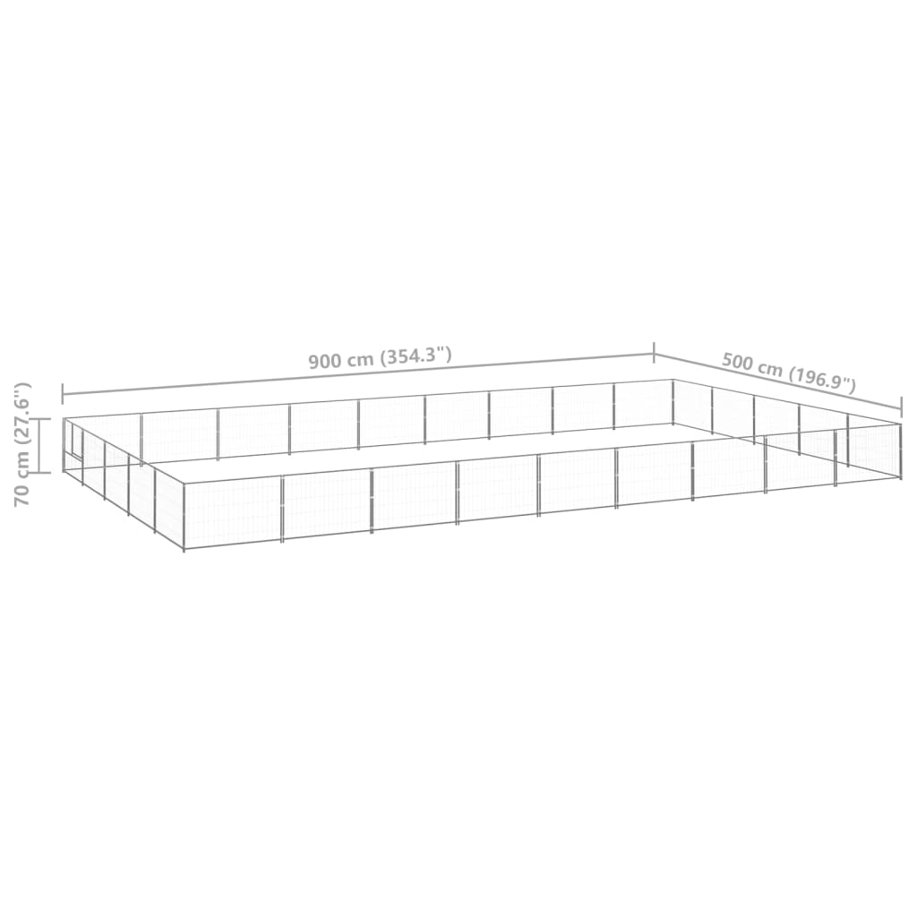 Dog Kennel Silver 45 m² Steel