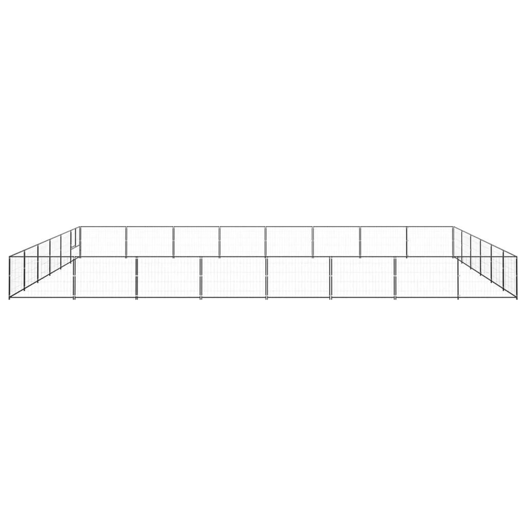 Dog Kennel Black 48 m² Steel