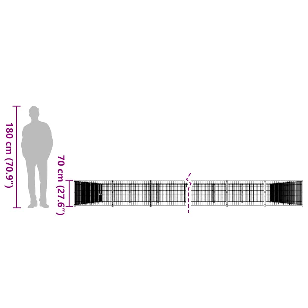 Dog Kennel Black 48 m² Steel