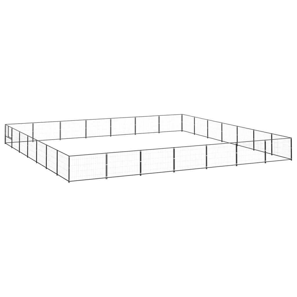 Dog Kennel Black 49 m² Steel