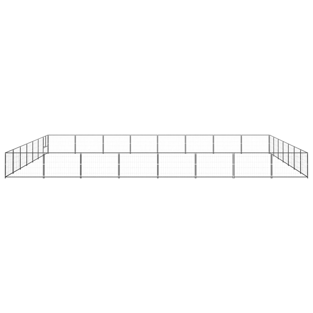 Dog Kennel Black 56 m² Steel