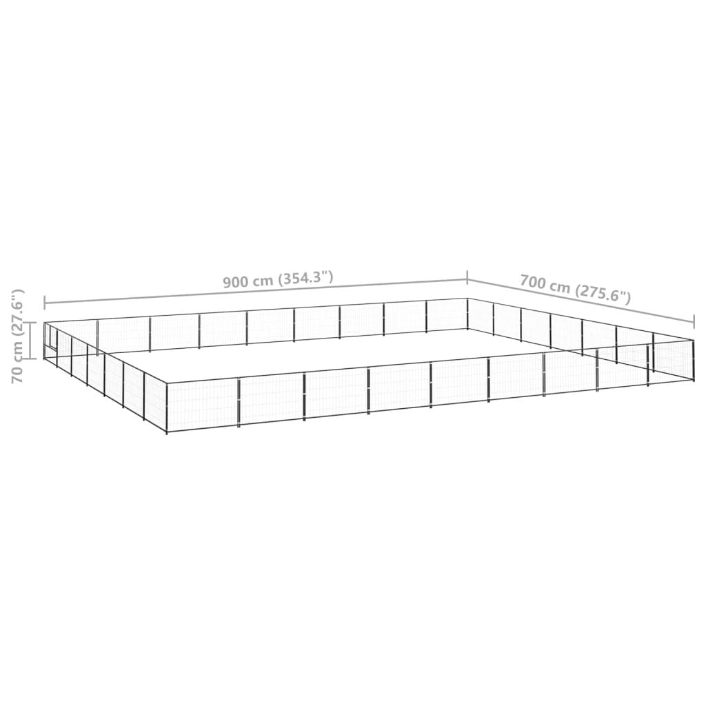 Dog Kennel Black 63 m² Steel
