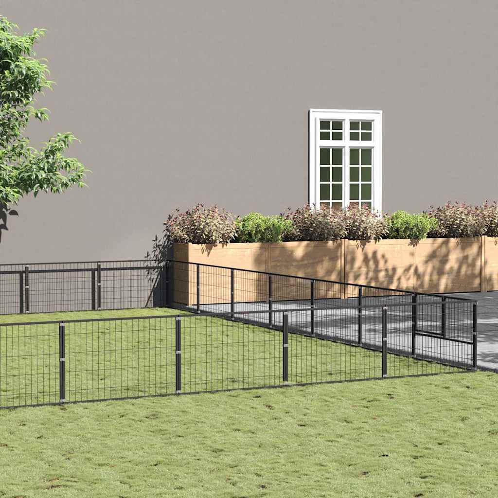 Dog Kennel Black 63 m² Steel