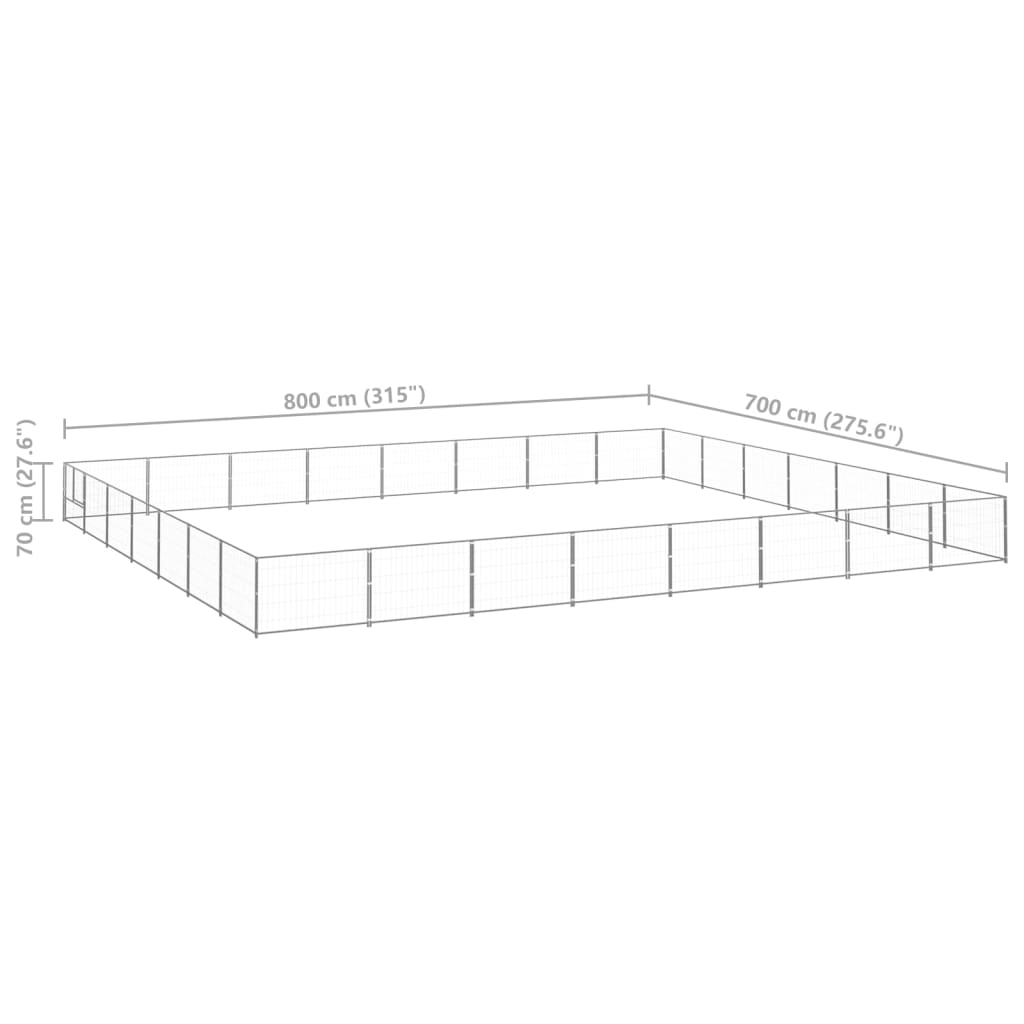 Dog Kennel Silver 56 m² Steel