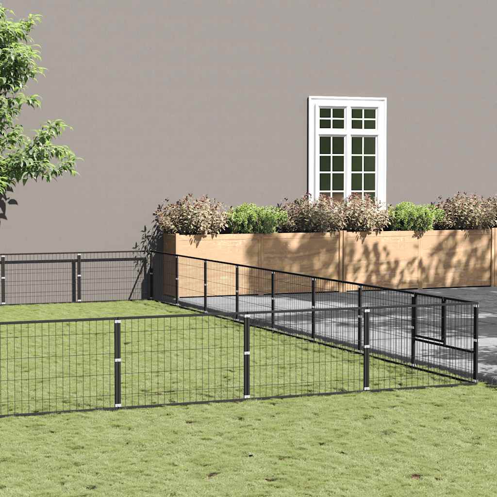Dog Kennel Black 64 m² Steel