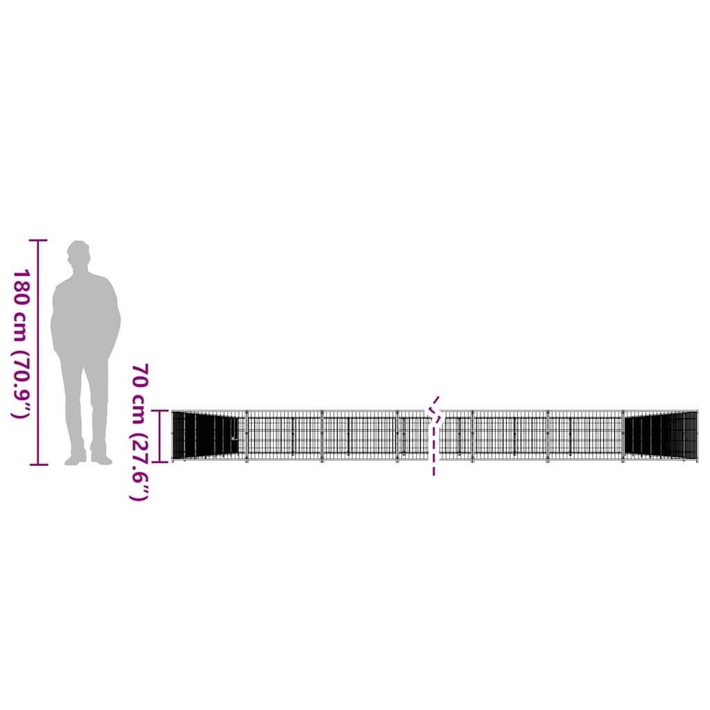 Dog Kennel Black 80 m² Steel