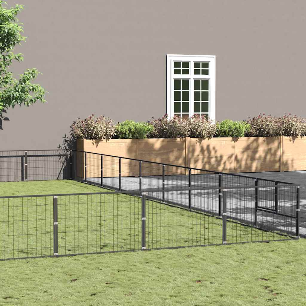 Dog Kennel Black 81 m² Steel