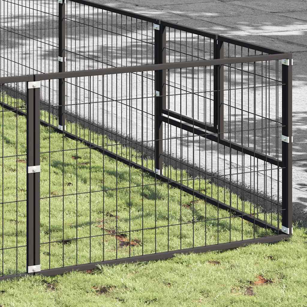 Dog Kennel Black 100 m² Steel