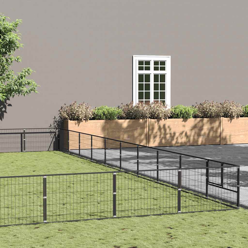 Dog Kennel Black 100 m² Steel