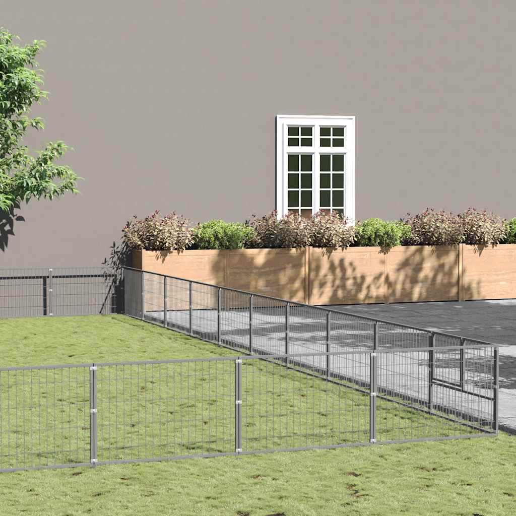 Dog Kennel Silver 100 m² Steel