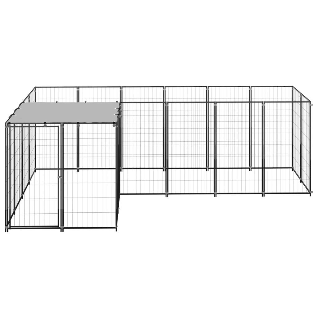 Dog Kennel Black 4.84 m² Steel