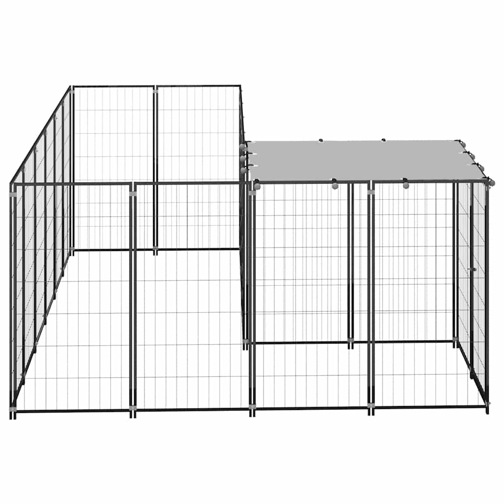 Dog Kennel Black 4.84 m² Steel