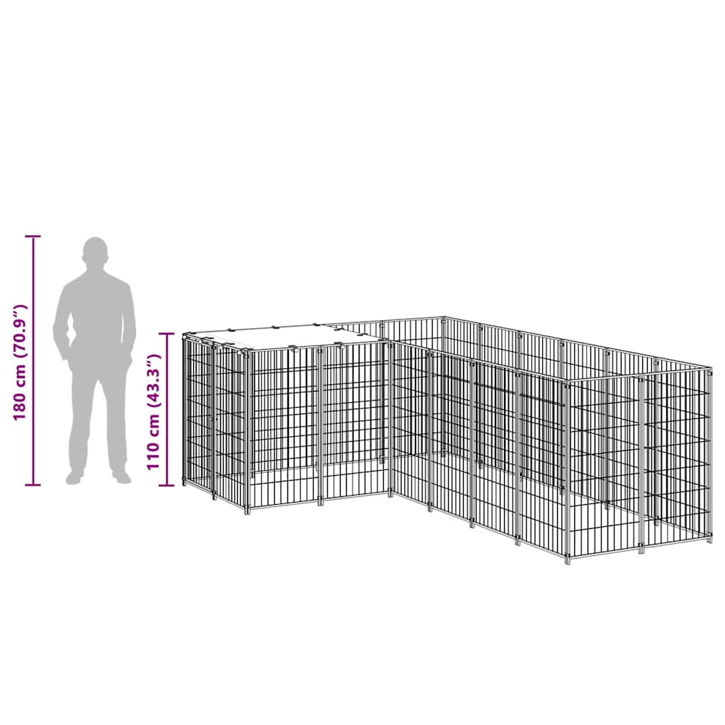 Dog Kennel Black 4.84 m² Steel