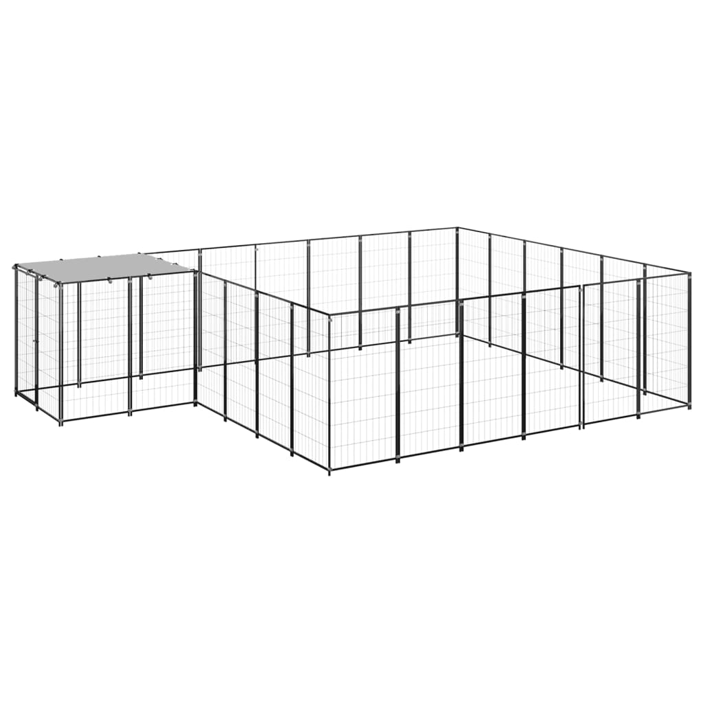 Dog Kennel Black 12.1 m² Steel