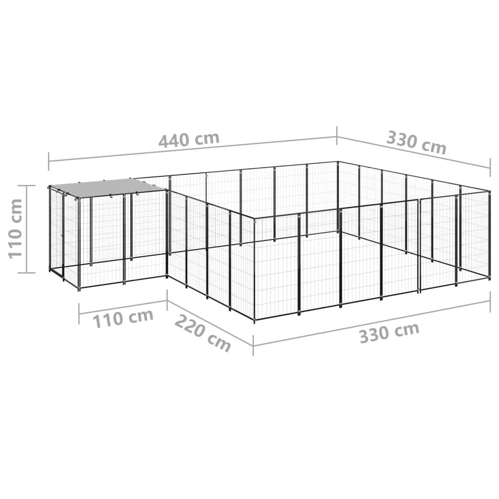 Dog Kennel Black 12.1 m² Steel