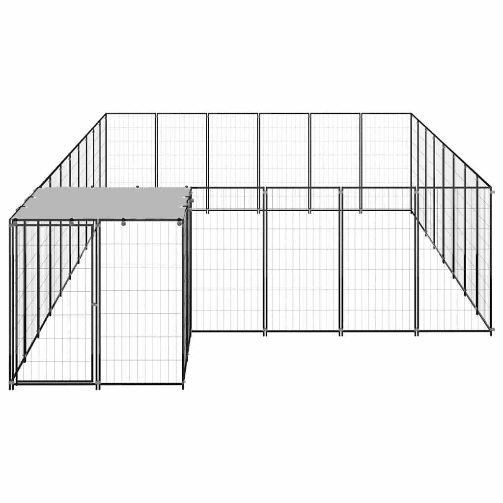 Dog Kennel Black 15.73 m² Steel