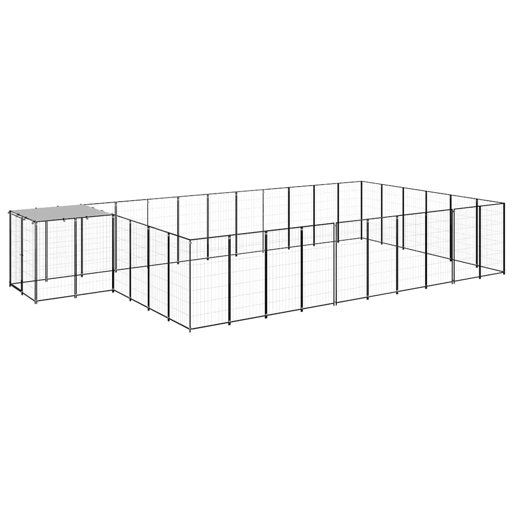 Dog Kennel Black 19.36 m² Steel