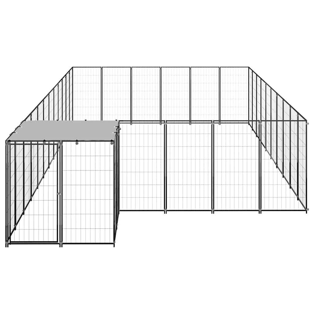 Dog Kennel Black 19.36 m² Steel