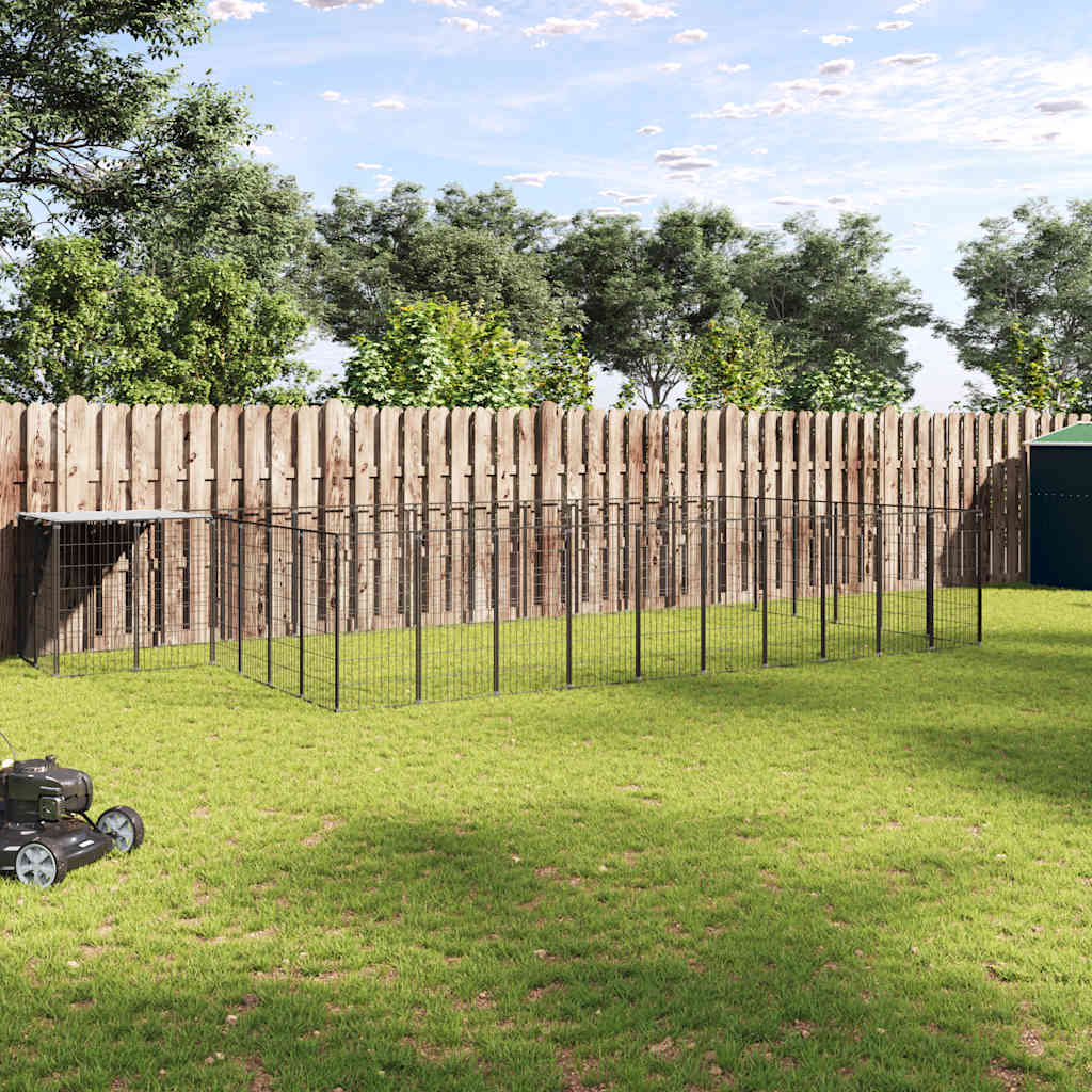 Dog Kennel Black 19.36 m² Steel