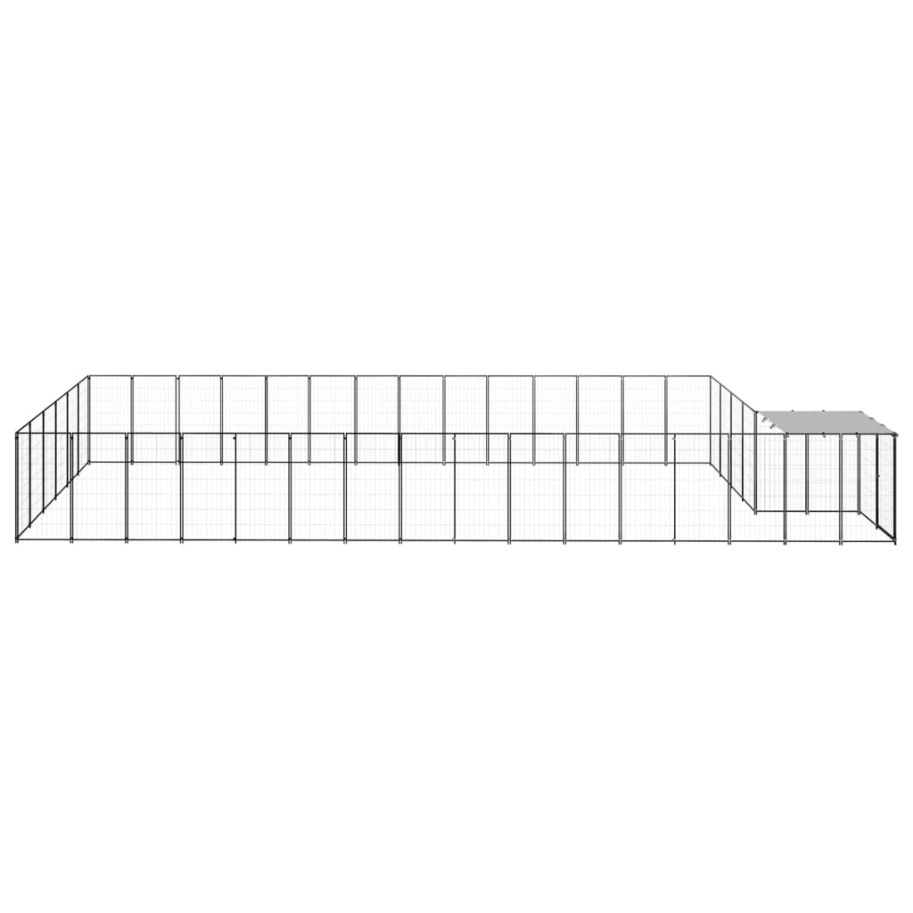 Dog Kennel Black 26.62 m² Steel