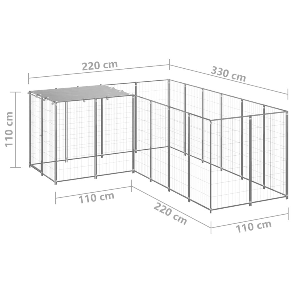 Dog Kennel Silver 4.84 m² Steel