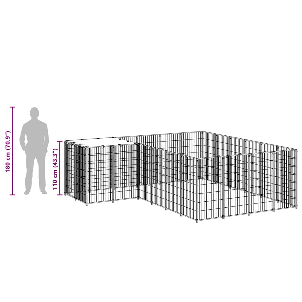 Dog Kennel Silver 8.47 m² Steel