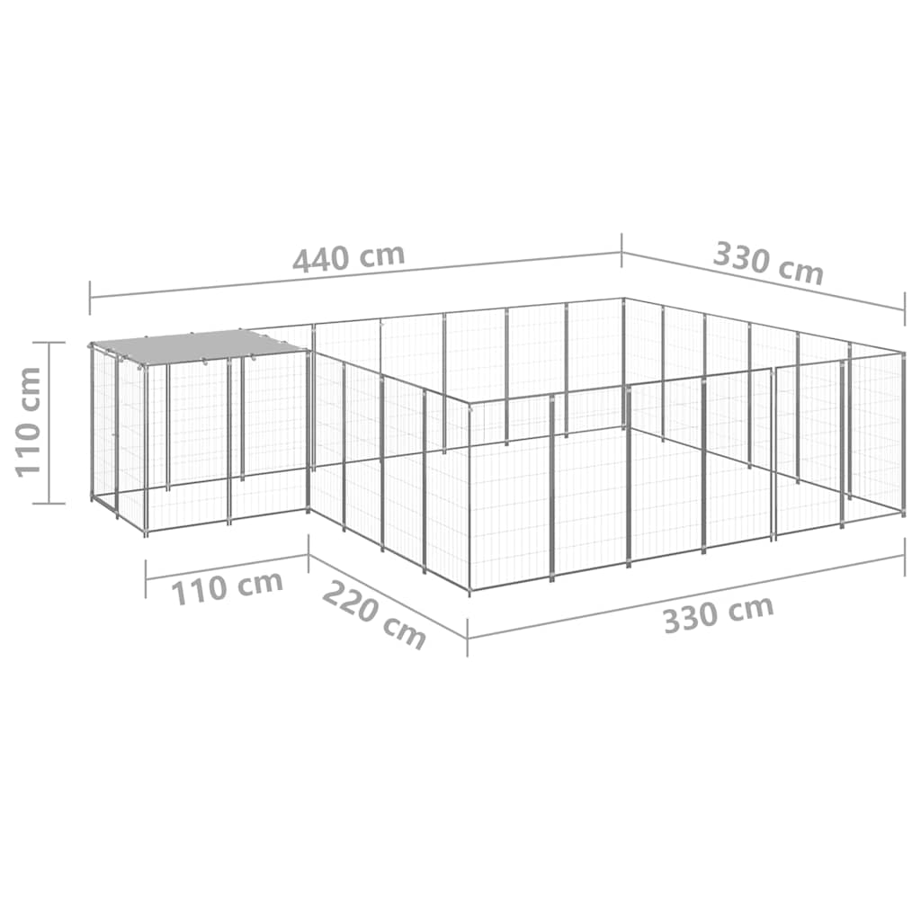 Dog Kennel Silver 12,1 m² Steel