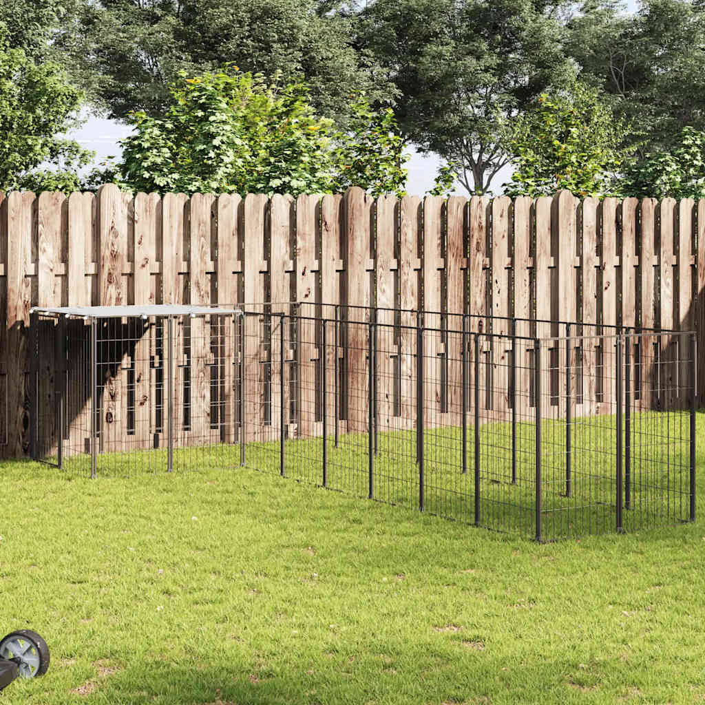 Dog Kennel Black 6.05 m² Steel