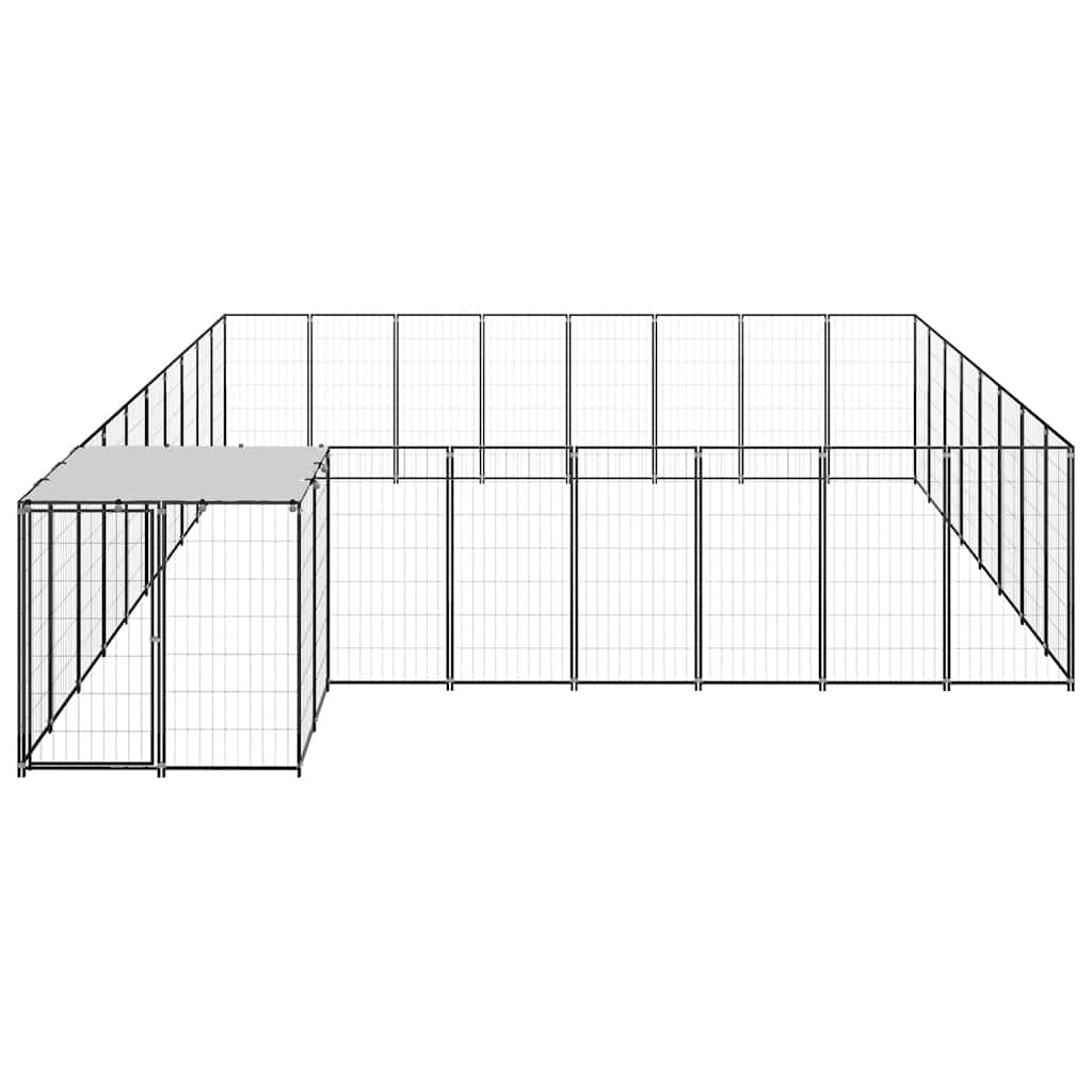 Dog Kennel Black 20.57 m² Steel