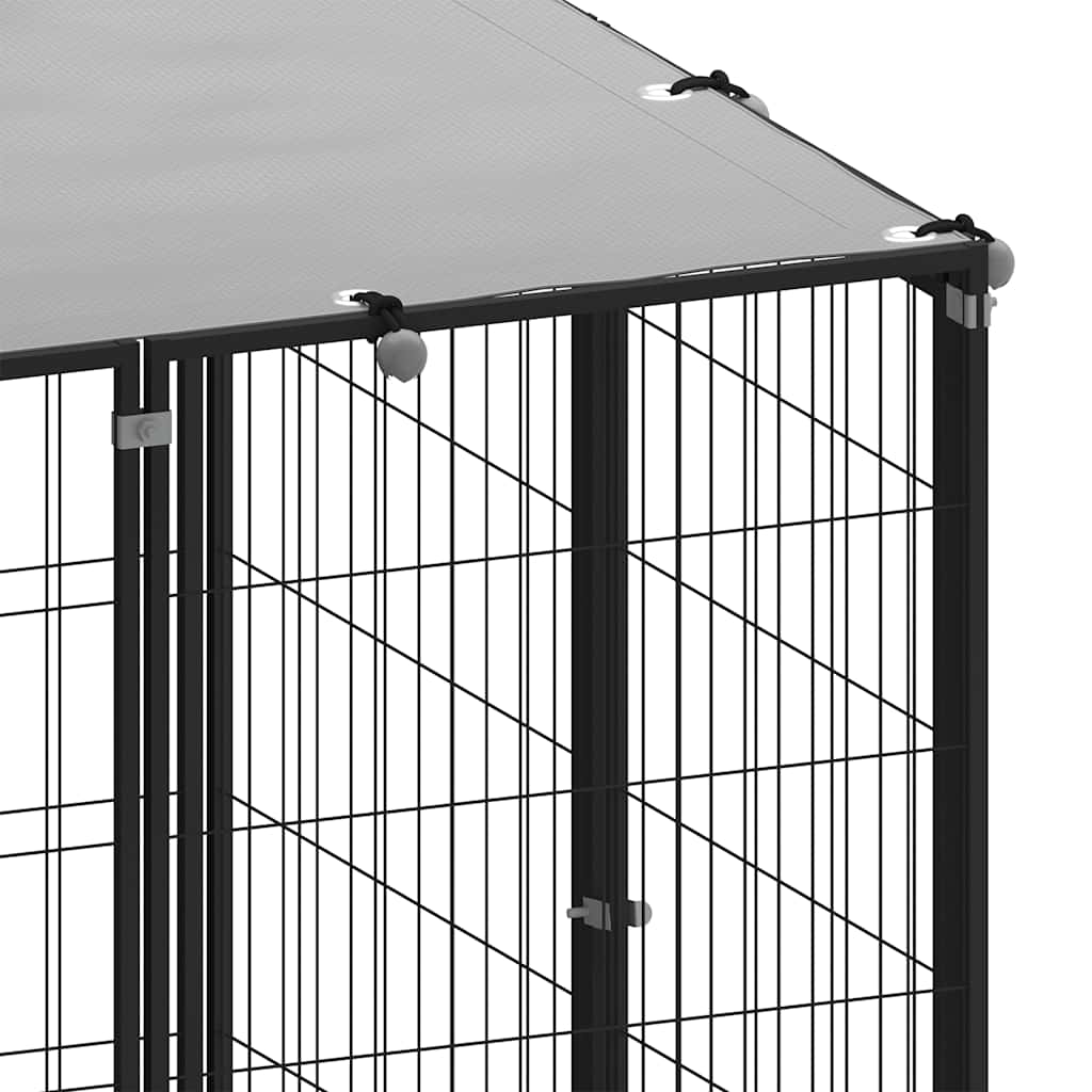 Dog Kennel Black 20.57 m² Steel