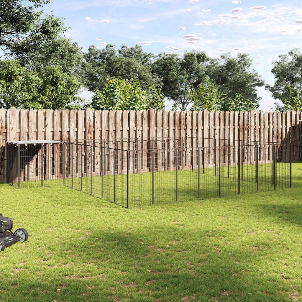 Dog Kennel Black 20.57 m² Steel