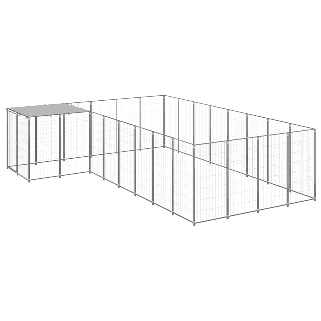 Dog Kennel Silver 10,89 m² Steel