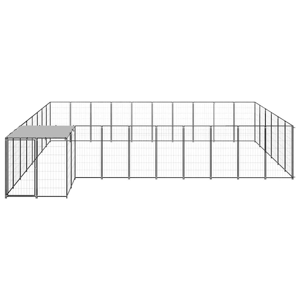 Dog Kennel Black 19.36 m² Steel