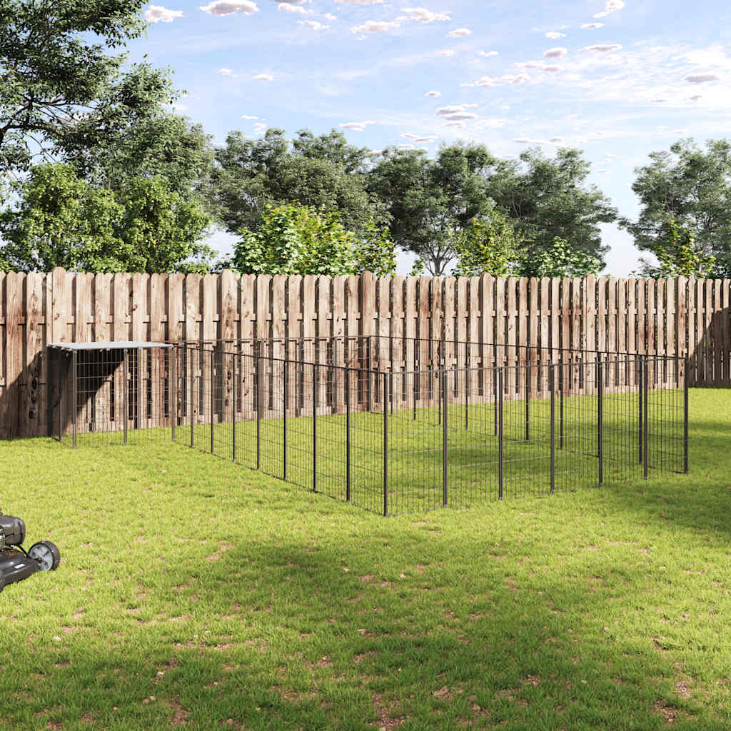 Dog Kennel Black 19.36 m² Steel